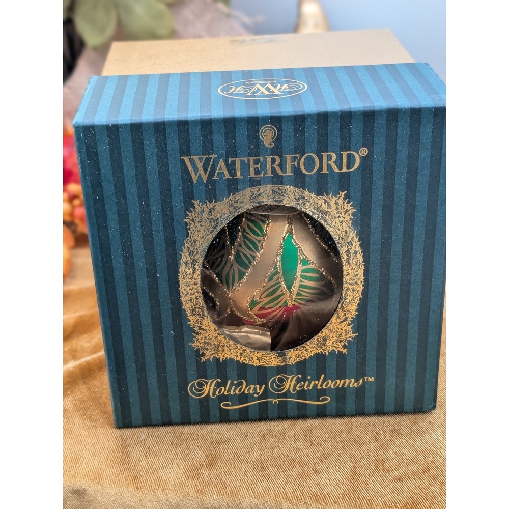 Waterford Holiday Heirlooms Peacock Grande Ball Glass Ornament Nostalgic #100280